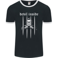 Devil Inside Grim Reaper Satan Skull Gothic Mens Ringer T-Shirt FotL Black/White