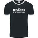 Boobs & Bikes Funny Biker Motorcycle Mens Ringer T-Shirt FotL Black/White