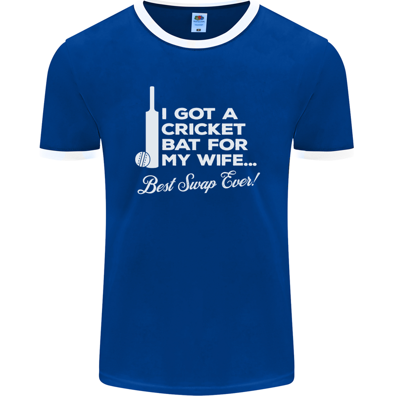 A Cricket Bat for My Wife Best Swap Ever! Mens Ringer T-Shirt FotL Royal Blue/White