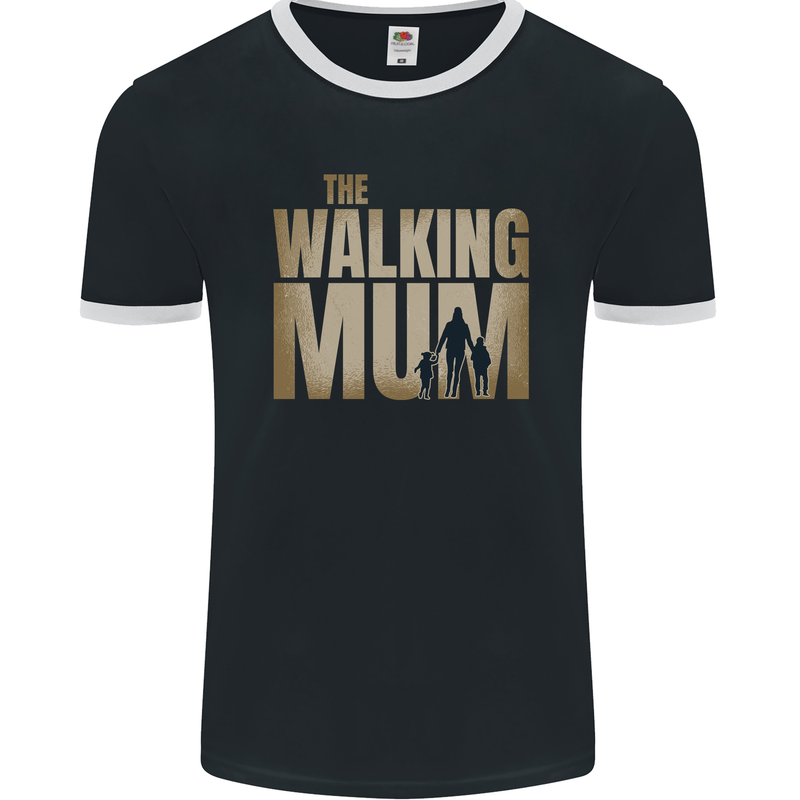 The Walking Mum Funny Mothers Day Mummy Mens Ringer T-Shirt FotL Black/White