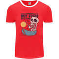 Fishing My Fish Will Come Funny Fisherman Mens Ringer T-Shirt FotL Red/White