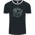 King of the Road Motorcycle Skull Biker Mens Ringer T-Shirt FotL Black/White