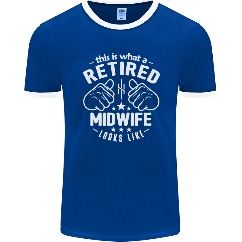 This Is What a Retired Midwife Looks Like Mens Ringer T-Shirt FotL Royal Blue/White