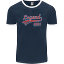 Legend Since 32nd Birthday 1991 Mens Ringer T-Shirt FotL Navy Blue/White