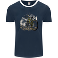 Mountain Bike Bicycle Cycling Cyclist MTB Mens Ringer T-Shirt FotL Navy Blue/White