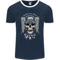 Bad 2 the Bone Biker Skull Angel Motorcycle Mens Ringer T-Shirt FotL Navy Blue/White