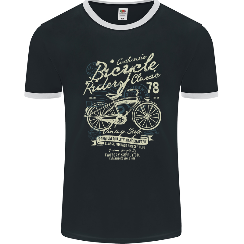 Bicycle Rider Classic Cyclist Funny Cycling Mens Ringer T-Shirt FotL Black/White