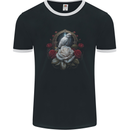 A Bird and Rose in Front of a Gothic Mirror Mens Ringer T-Shirt FotL Black/White