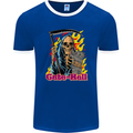 Cute Hell Cat Grim Reaper Skull Halloween Mens Ringer T-Shirt FotL Royal Blue/White