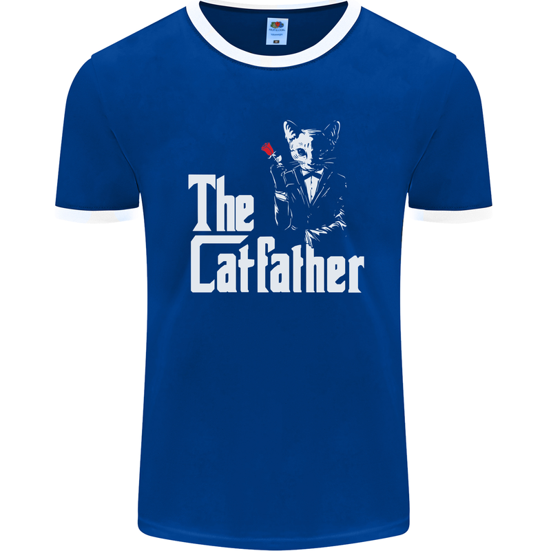 The Cat Father Parody Kitten Lover Animal Mens Ringer T-Shirt FotL Royal Blue/White