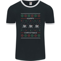 Christmas Swimming Design Mens Ringer T-Shirt FotL Black/White