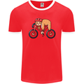 Cycling Sleeping Sloth Bicycle Cyclist Mens Ringer T-Shirt FotL Red/White