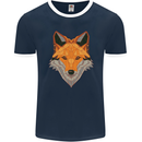 Polygonal Fox Mens Ringer T-Shirt FotL Navy Blue/White