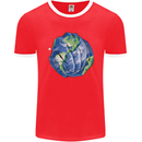 Earth Hands Climate Change Environment Mens Ringer T-Shirt FotL Red/White