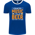 Country Music and Beer Thats Why Im Here Mens Ringer T-Shirt FotL Royal Blue/White