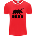 Beer Bear Funny Animal Alcohol Mens Ringer T-Shirt FotL Red/White
