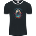 A Gothic Medieval Sword and Skull Mens Ringer T-Shirt FotL Black/White
