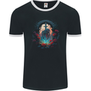 A Gothic Medieval Sword and Skull Mens Ringer T-Shirt FotL Black/White