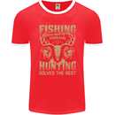 Fishing & Hunting Fisherman Hunter Funny Mens Ringer T-Shirt FotL Red/White