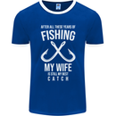 Wife Best Catch Funny Fishing Fisherman Mens Ringer T-Shirt FotL Royal Blue/White
