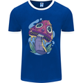Trippy Magic Mushroom LSD Mens Ringer T-Shirt FotL Royal Blue/White