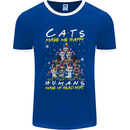 Cats Make Me Happy Funny Christmas Mens Ringer T-Shirt FotL Royal Blue/White