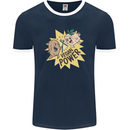 Vegan Power Funny Mens Ringer T-Shirt FotL Navy Blue/White