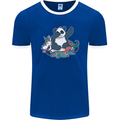 Dabbing Panda Squashing a Unicorn Funny Mens Ringer T-Shirt FotL Royal Blue/White