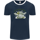 Lets Get Fungi Funky Magic Mushrooms Mens Ringer T-Shirt FotL Navy Blue/White