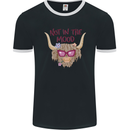 Not in the Mood Funny Highland Cow Mens Ringer T-Shirt FotL Black/White
