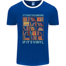 Its Not Hoarding Funny Vinyl Records Turntable Mens Ringer T-Shirt FotL Royal Blue/White