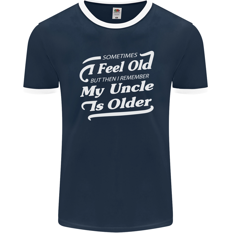 My Uncle is Older 30th 40th 50th Birthday Mens Ringer T-Shirt FotL Navy Blue/White