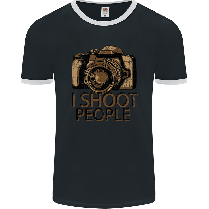 Photography I Shoot People Photographer Mens Ringer T-Shirt FotL Black/White