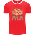 Resting Pit Bull Face Funny Dog Puppy Mens Ringer T-Shirt FotL Red/White