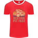 Resting Pit Bull Face Funny Dog Puppy Mens Ringer T-Shirt FotL Red/White