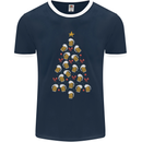Beer Christmas Tree Mens Ringer T-Shirt FotL Navy Blue/White