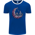 Trippy Magic Mushroom Moon LSD Psychedelic Mens Ringer T-Shirt FotL Royal Blue/White