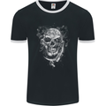 Grim Reaper Skull Death Biker Motorcycle Mens Ringer T-Shirt FotL Black/White