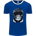 Ghetto Blaster Skull Mens Ringer T-Shirt FotL Royal Blue/White