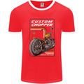 Biker Custom Chopper Motorbike Motorcycle Mens Ringer T-Shirt FotL Red/White