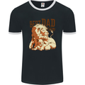 Lion Best Dad Ever Funny Father's Day Mens Ringer T-Shirt FotL Black/White