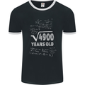 70th Birthday 70 Year Old Geek Funny Maths Mens Ringer T-Shirt FotL Black/White