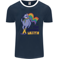 LGBT Sloth The Future Is Equal Gay Pride Mens Ringer T-Shirt FotL Navy Blue/White