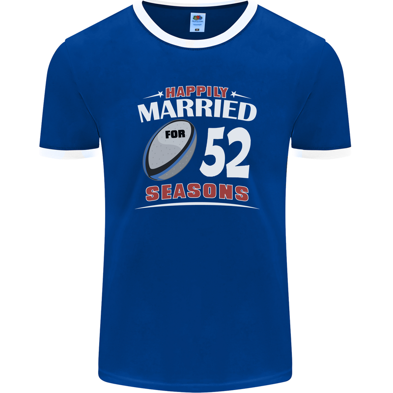 52 Year Wedding Anniversary 52nd Rugby Mens Ringer T-Shirt FotL Royal Blue/White