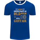 Guitar Never Underestimate Old Man Mens Ringer T-Shirt FotL Royal Blue/White