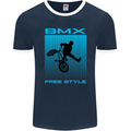 BMX Freestyle Cycling Bicycle Bike Mens Ringer T-Shirt FotL Navy Blue/White