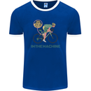 Cycling I'm the Machine Cyclist Funny Mens Ringer T-Shirt FotL Royal Blue/White