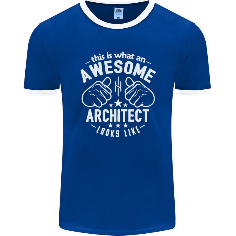 This Is What an Awesome Architect Looks Like Mens Ringer T-Shirt FotL Royal Blue/White