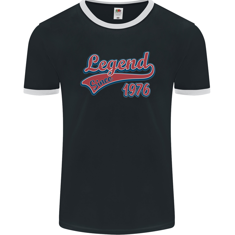 Legend Since 47th Birthday 1976 Mens Ringer T-Shirt FotL Black/White