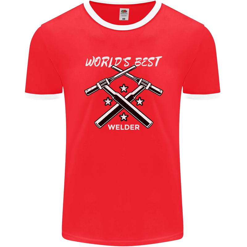 World's Best Welder Welding Mens Ringer T-Shirt FotL Red/White